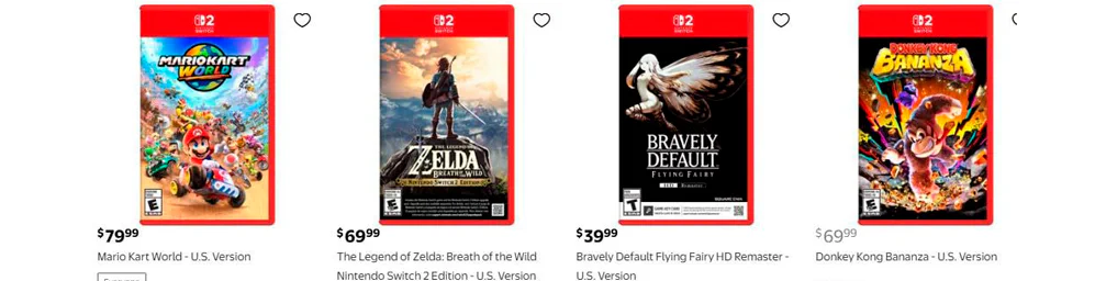 Walmart раскрыл цены игр для Nintendo Switch 2